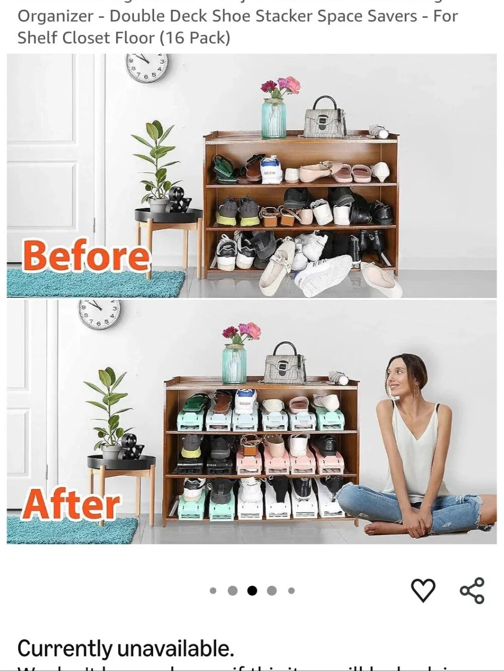 12 White plastic shoe organizers for closets